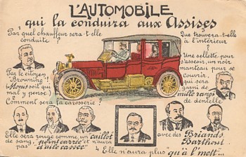 Featured is a circa 1910 French automobile themed postcard image.  The original postcard - a wonderful piece of early automobilia - is for sale in The unltd.com Store. 